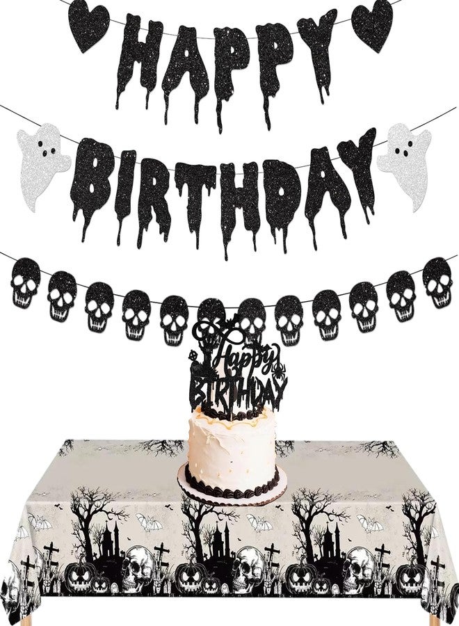 Tyotrbs Halloween Cake Toppers Tombstone Moon Cake Topper Pumpkin Skull Head Eyeballs Skeleton Hands Cake Decorations For Trick-or-Treat Halloween Party Supplies (Grey) - Image 1
